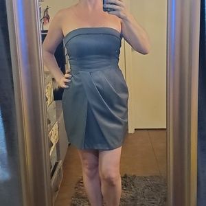Grey Strapless Cocktail Mini Dress, Size S